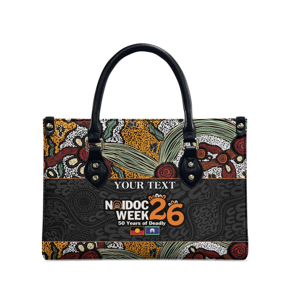 Personalised NAIDOC Deadly 50 Years Leather Bag Minimalist Aboriginal Art