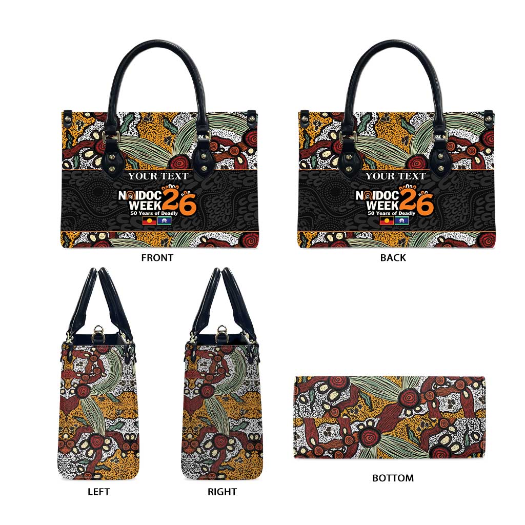 Personalised NAIDOC Deadly 50 Years Leather Bag Minimalist Aboriginal Art