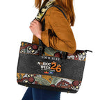 Personalised NAIDOC Deadly 50 Years Leather Tote Bag Minimalist Aboriginal Art