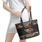 Personalised NAIDOC Deadly 50 Years Leather Tote Bag Minimalist Aboriginal Art