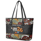 Personalised NAIDOC Deadly 50 Years Leather Tote Bag Minimalist Aboriginal Art