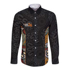 Personalised NAIDOC Deadly 50 Years Long Sleeve Button Shirt Minimalist Aboriginal Art