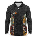 Personalised NAIDOC Deadly 50 Years Long Sleeve Polo Shirt Minimalist Aboriginal Art