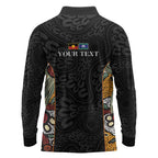Personalised NAIDOC Deadly 50 Years Long Sleeve Polo Shirt Minimalist Aboriginal Art