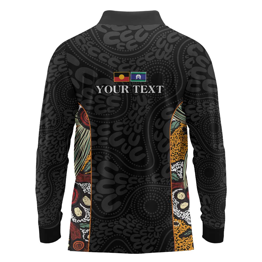 Personalised NAIDOC Deadly 50 Years Long Sleeve Polo Shirt Minimalist Aboriginal Art
