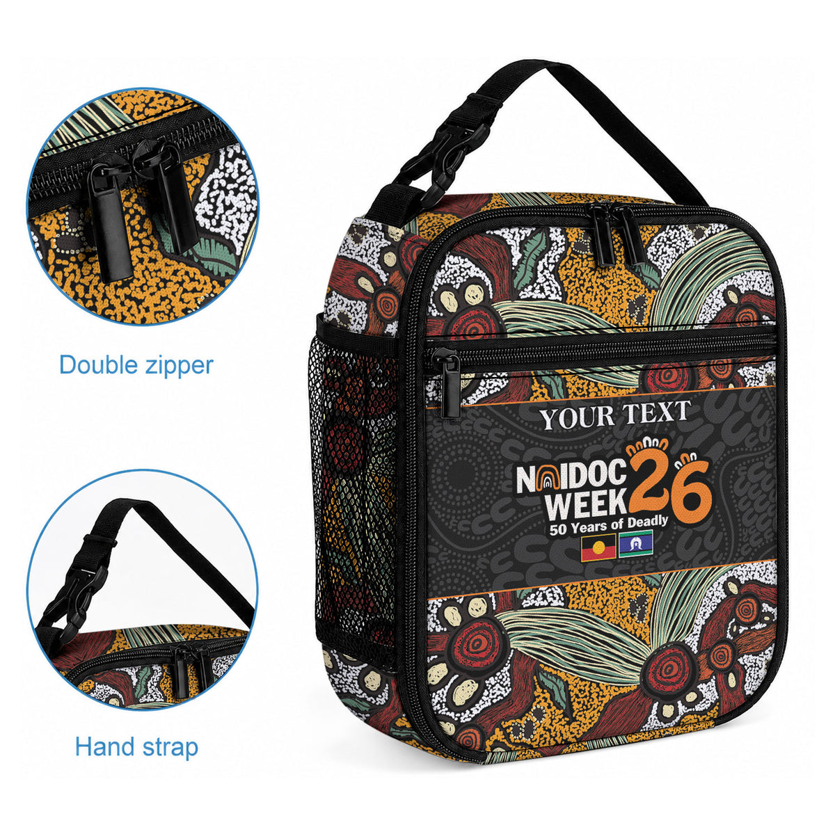 Personalised NAIDOC Deadly 50 Years Lunch Bag Minimalist Aboriginal Art