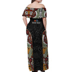 Personalised NAIDOC Deadly 50 Years Off Shoulder Maxi Dress Minimalist Aboriginal Art