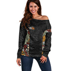 Personalised NAIDOC Deadly 50 Years Off Shoulder Sweater Minimalist Aboriginal Art