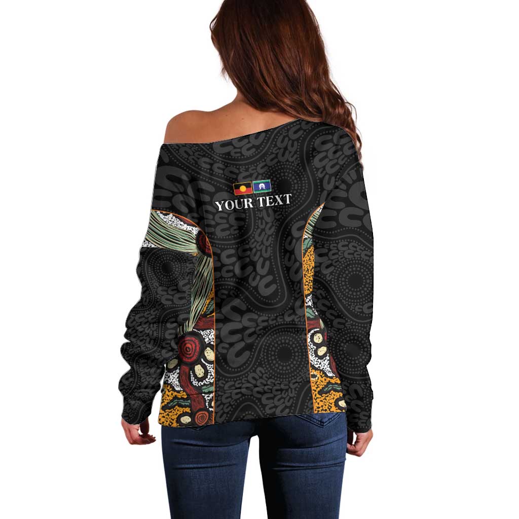 Personalised NAIDOC Deadly 50 Years Off Shoulder Sweater Minimalist Aboriginal Art