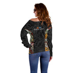 Personalised NAIDOC Deadly 50 Years Off Shoulder Sweater Minimalist Aboriginal Art