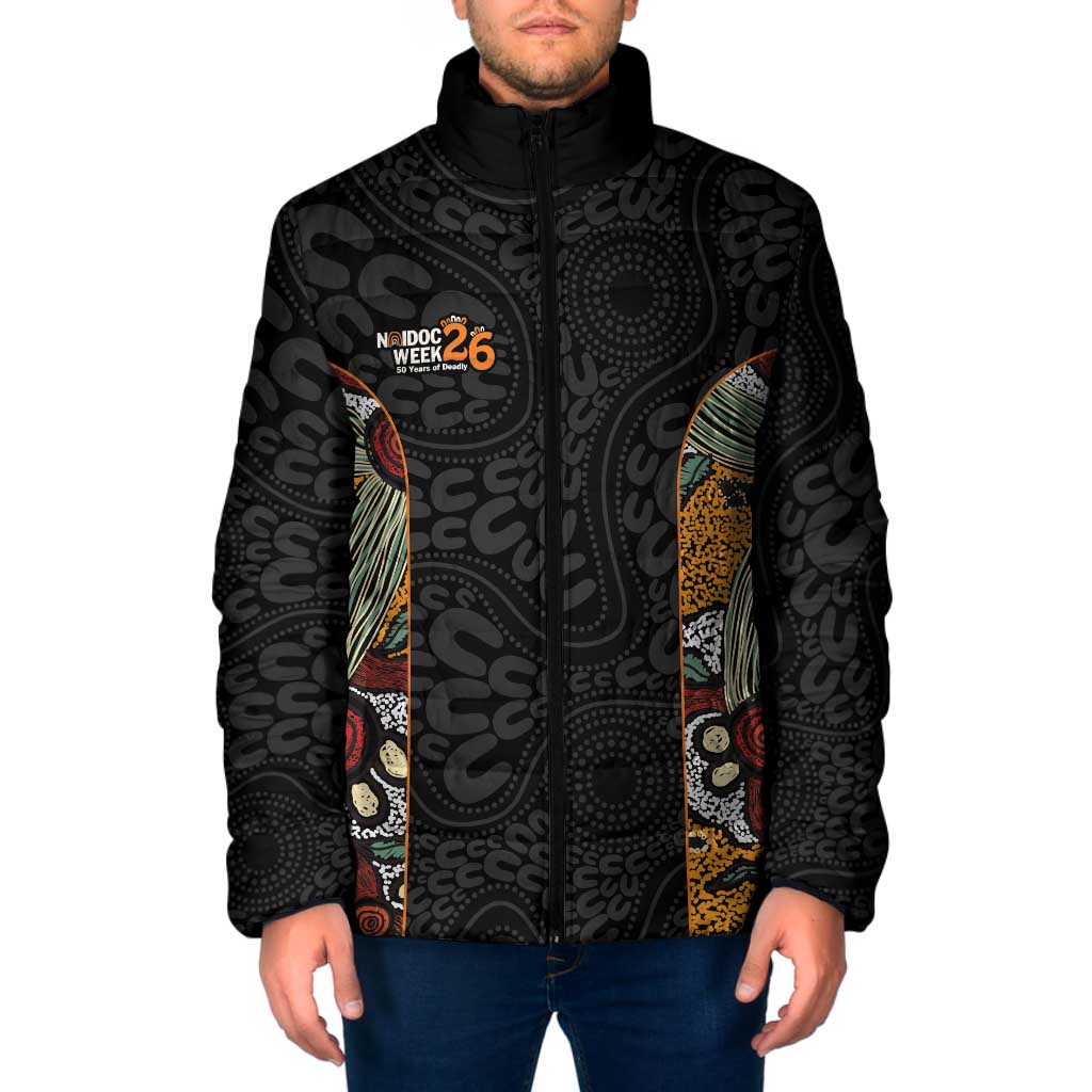 Personalised NAIDOC Deadly 50 Years Padded Jacket Minimalist Aboriginal Art