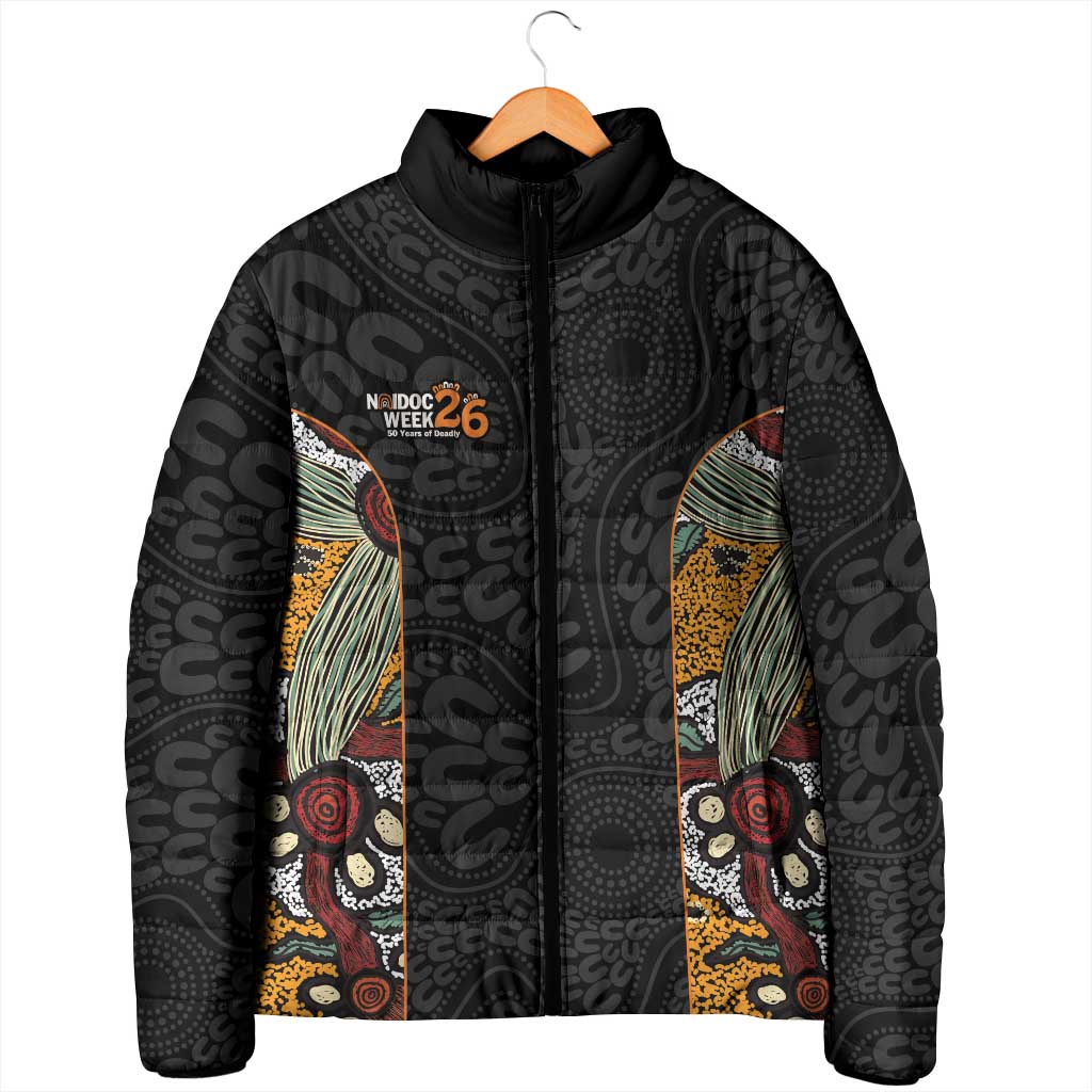 Personalised NAIDOC Deadly 50 Years Padded Jacket Minimalist Aboriginal Art