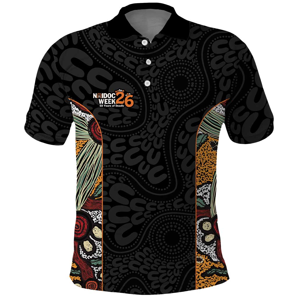 Personalised NAIDOC Deadly 50 Years Polo Shirt Minimalist Aboriginal Art