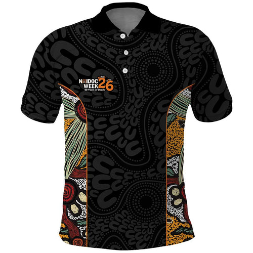 Personalised NAIDOC Deadly 50 Years Polo Shirt Minimalist Aboriginal Art