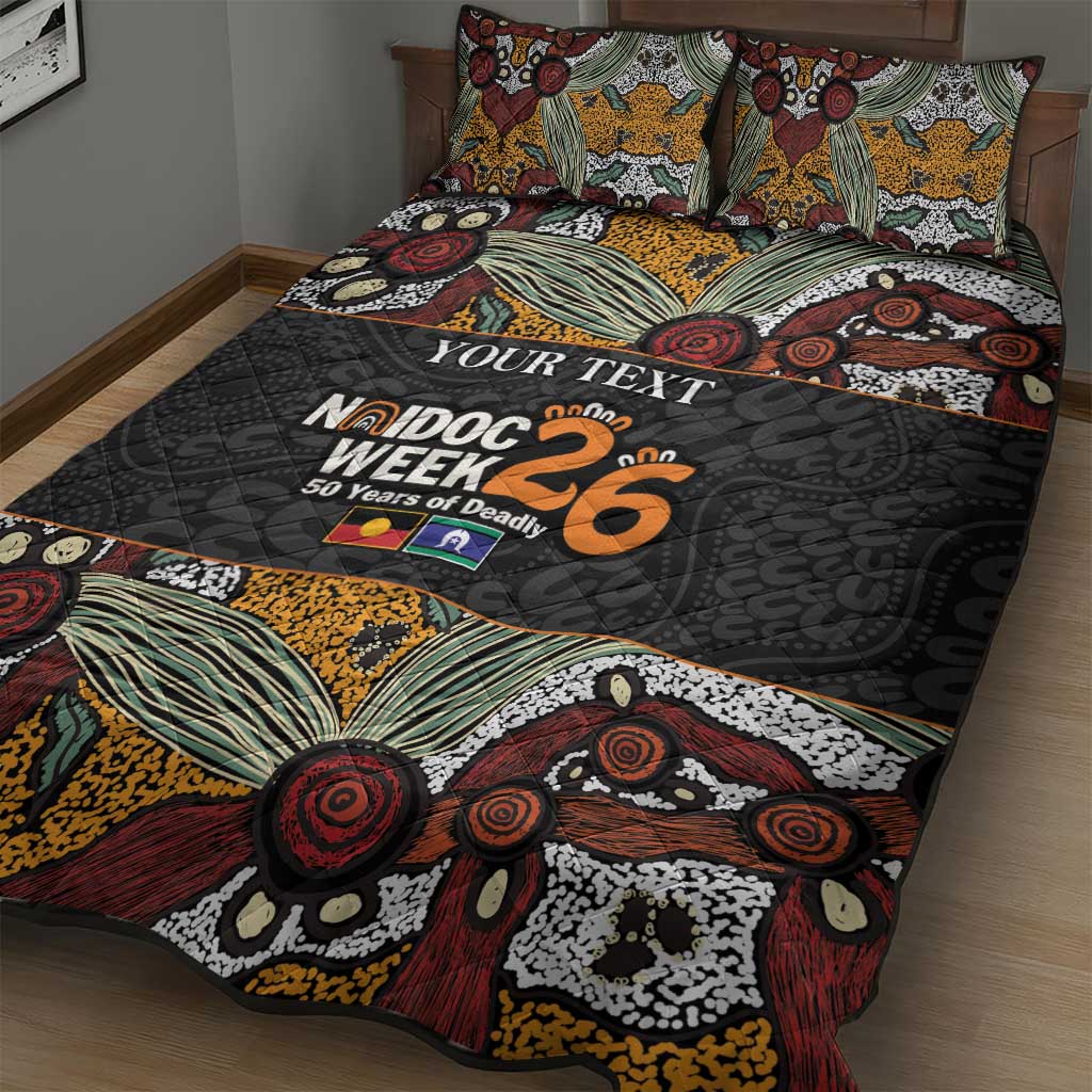 Personalised NAIDOC Deadly 50 Years Quilt Bed Set Minimalist Aboriginal Art