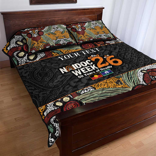 Personalised NAIDOC Deadly 50 Years Quilt Bed Set Minimalist Aboriginal Art