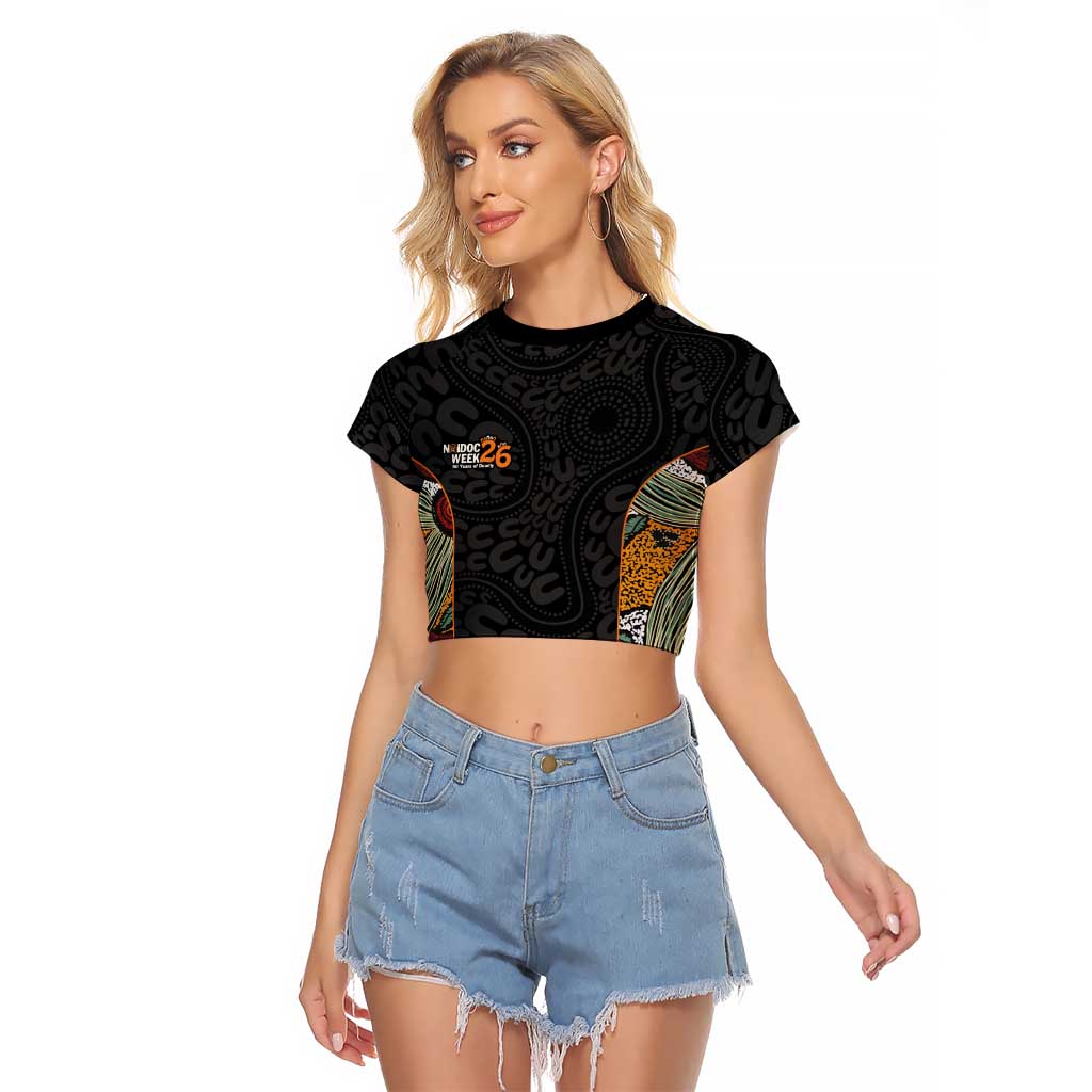 Personalised NAIDOC Deadly 50 Years Raglan Cropped T Shirt Minimalist Aboriginal Art