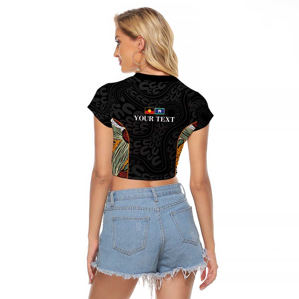 Personalised NAIDOC Deadly 50 Years Raglan Cropped T Shirt Minimalist Aboriginal Art