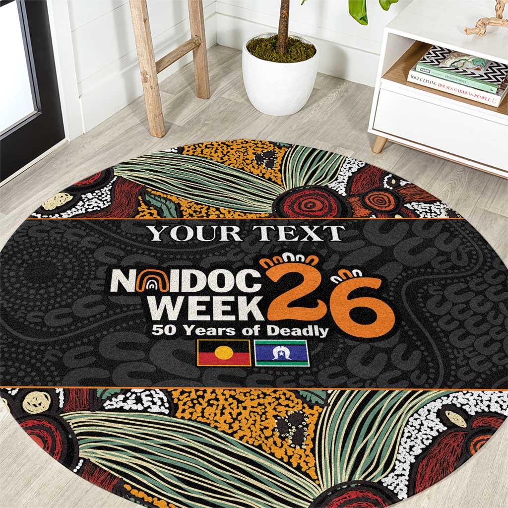 Personalised NAIDOC Deadly 50 Years Round Carpet Minimalist Aboriginal Art