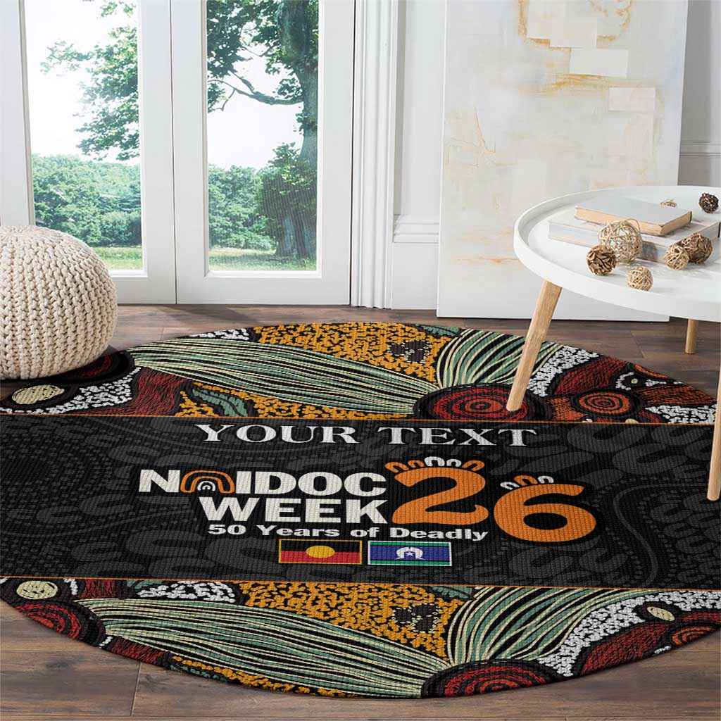 Personalised NAIDOC Deadly 50 Years Round Carpet Minimalist Aboriginal Art