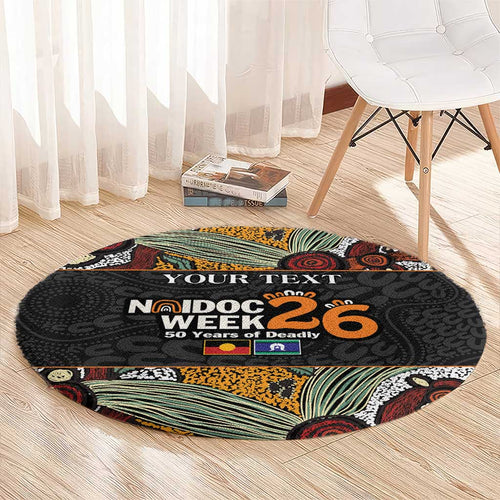 Personalised NAIDOC Deadly 50 Years Round Carpet Minimalist Aboriginal Art