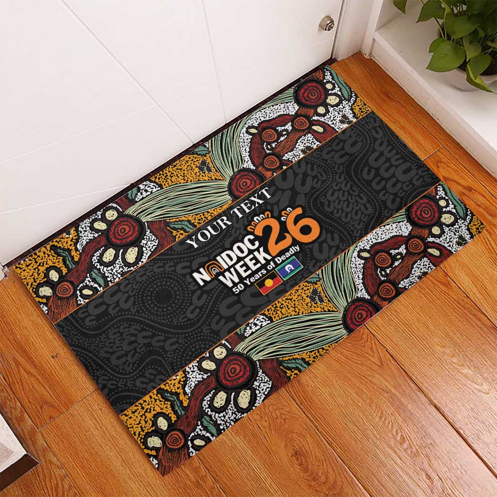 Personalised NAIDOC Deadly 50 Years Rubber Doormat Minimalist Aboriginal Art