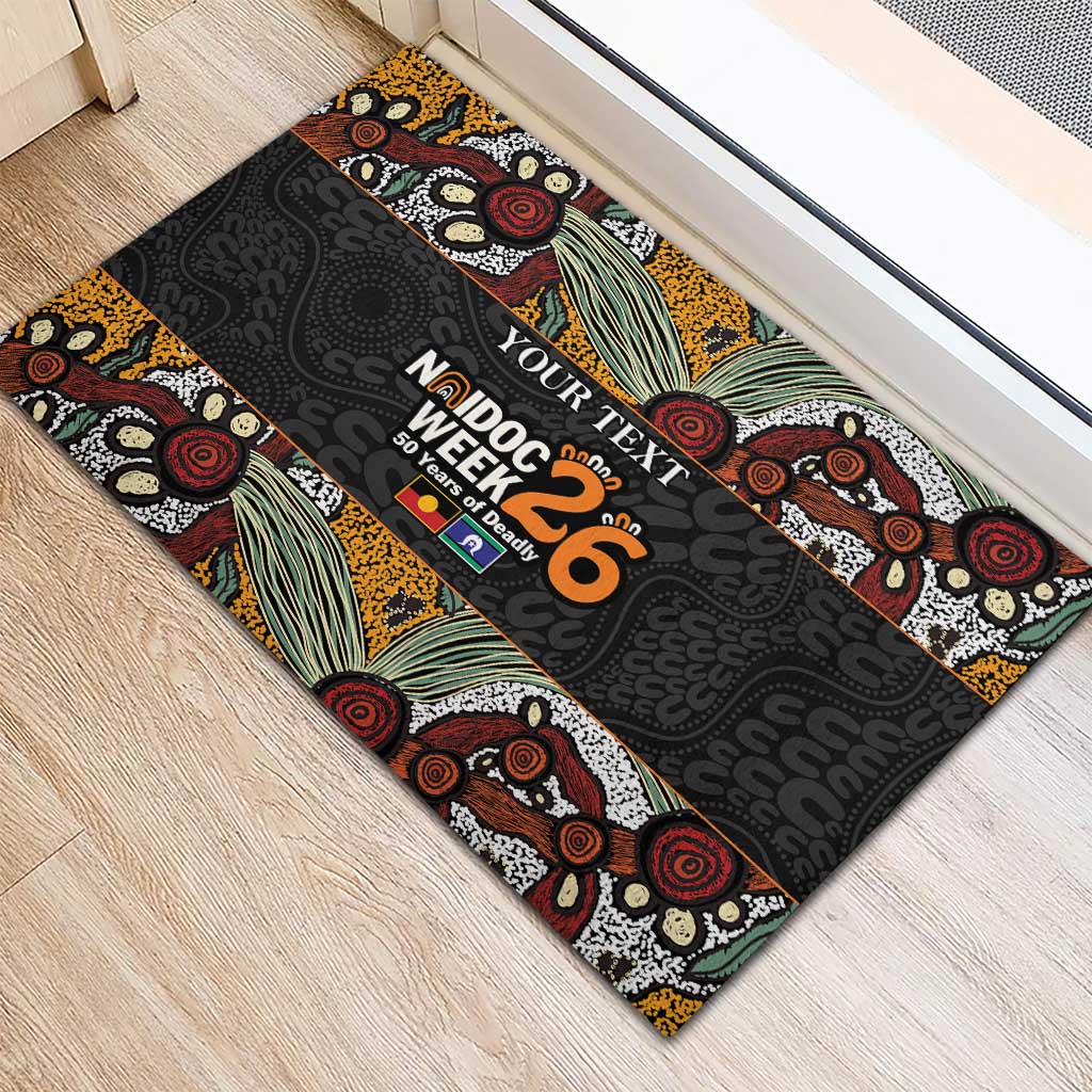 Personalised NAIDOC Deadly 50 Years Rubber Doormat Minimalist Aboriginal Art
