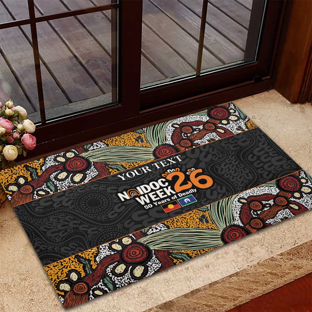 Personalised NAIDOC Deadly 50 Years Rubber Doormat Minimalist Aboriginal Art