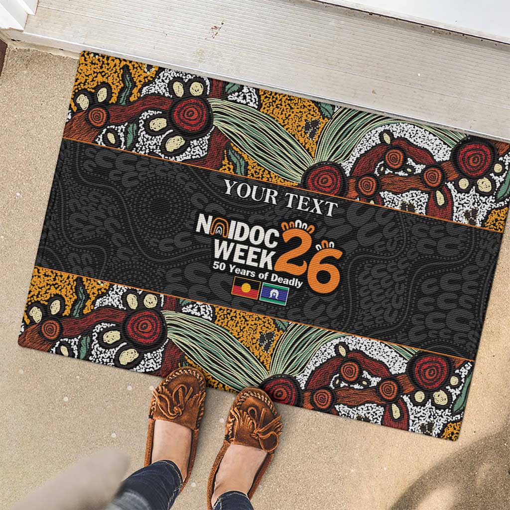 Personalised NAIDOC Deadly 50 Years Rubber Doormat Minimalist Aboriginal Art