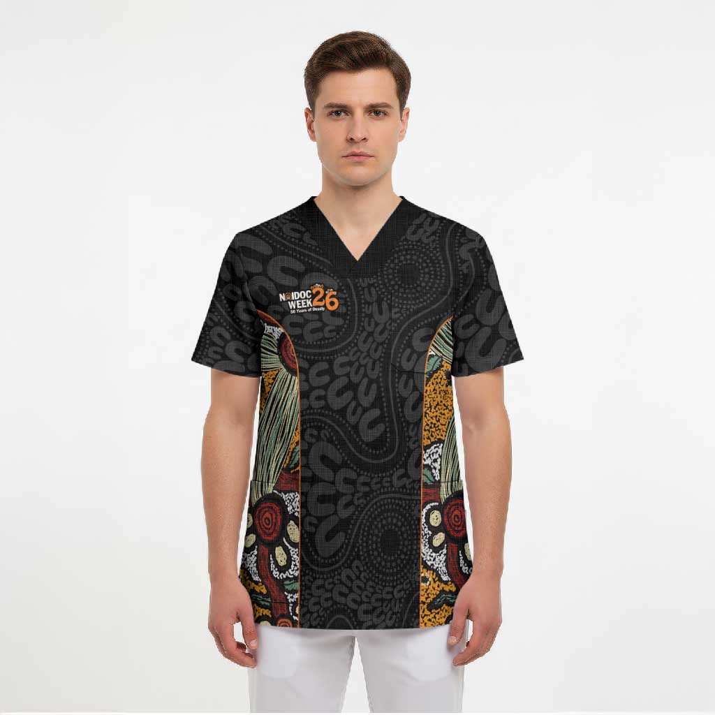 Personalised NAIDOC Deadly 50 Years Scrub Top Minimalist Aboriginal Art