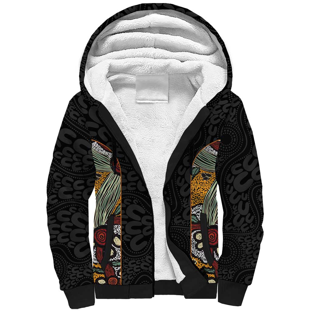 Personalised NAIDOC Deadly 50 Years Sherpa Hoodie Minimalist Aboriginal Art