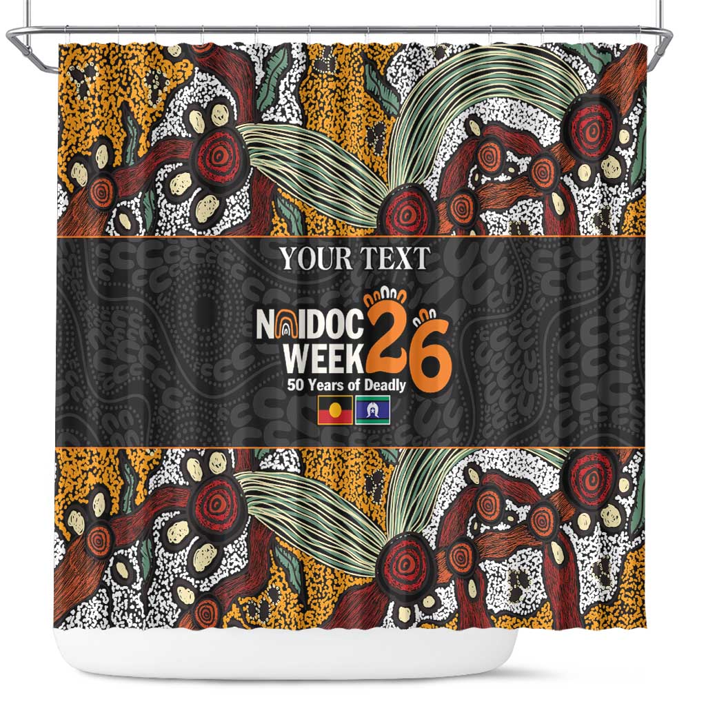Personalised NAIDOC Deadly 50 Years Shower Curtain Minimalist Aboriginal Art