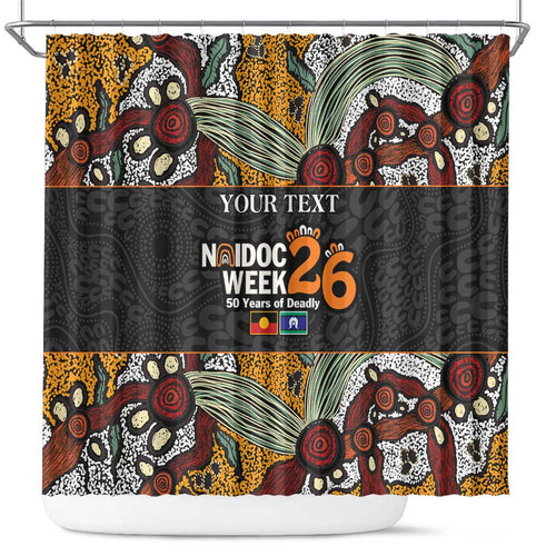 Personalised NAIDOC Deadly 50 Years Shower Curtain Minimalist Aboriginal Art