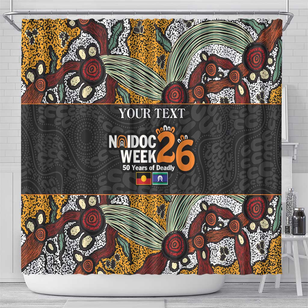 Personalised NAIDOC Deadly 50 Years Shower Curtain Minimalist Aboriginal Art