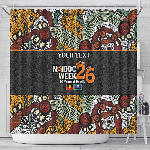 Personalised NAIDOC Deadly 50 Years Shower Curtain Minimalist Aboriginal Art