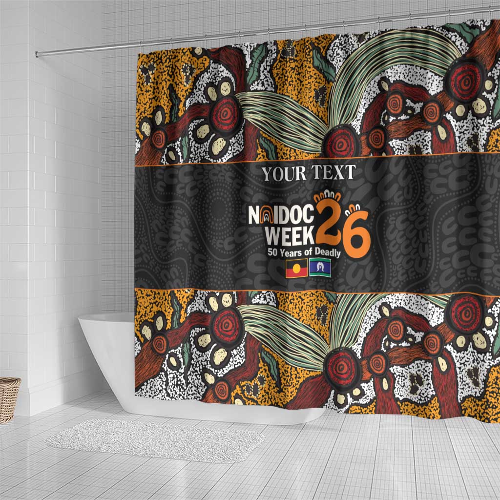 Personalised NAIDOC Deadly 50 Years Shower Curtain Minimalist Aboriginal Art