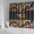 Personalised NAIDOC Deadly 50 Years Shower Curtain Minimalist Aboriginal Art