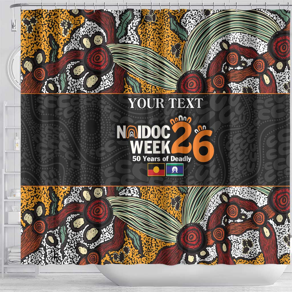Personalised NAIDOC Deadly 50 Years Shower Curtain Minimalist Aboriginal Art