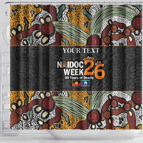 Personalised NAIDOC Deadly 50 Years Shower Curtain Minimalist Aboriginal Art