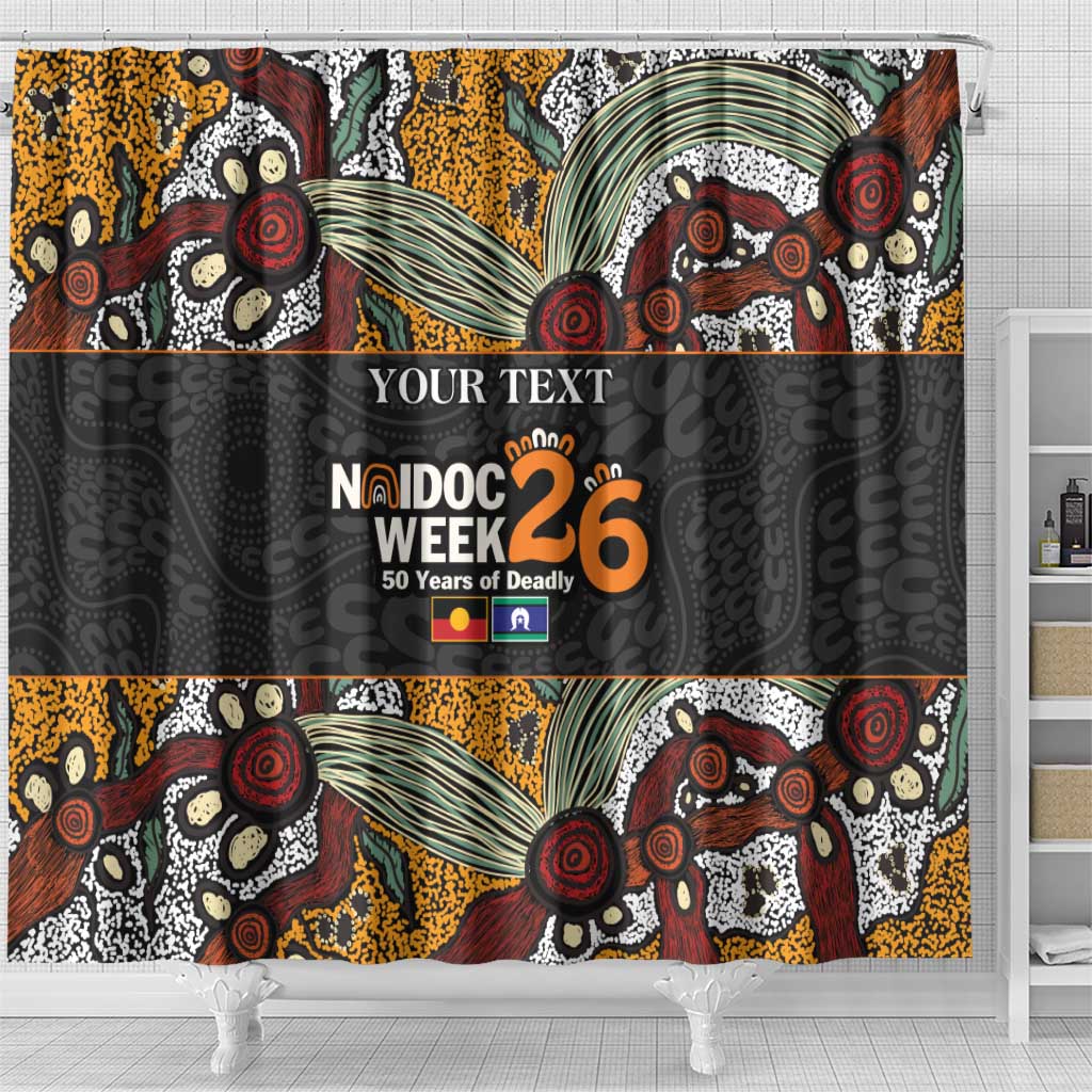 Personalised NAIDOC Deadly 50 Years Shower Curtain Minimalist Aboriginal Art
