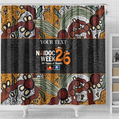 Personalised NAIDOC Deadly 50 Years Shower Curtain Minimalist Aboriginal Art