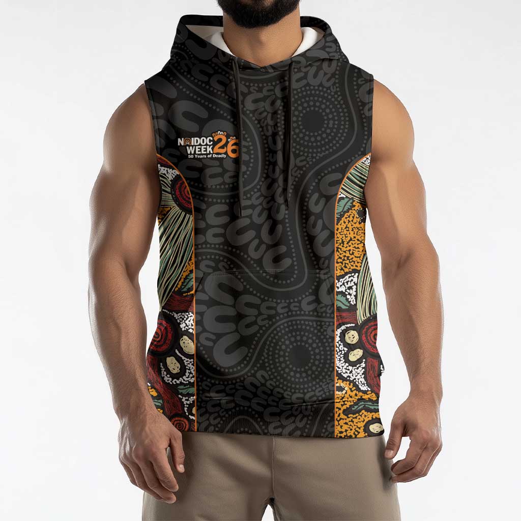 Personalised NAIDOC Deadly 50 Years Sleeveless Hoodie Minimalist Aboriginal Art