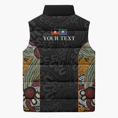 Personalised NAIDOC Deadly 50 Years Sleeveless Puffer Jacket Minimalist Aboriginal Art