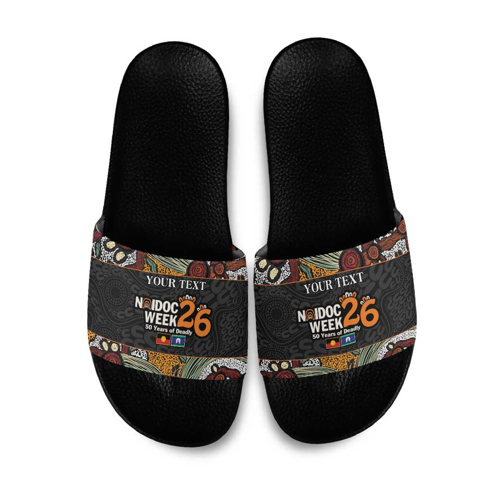 Personalised NAIDOC Deadly 50 Years Slide Sandals Minimalist Aboriginal Art