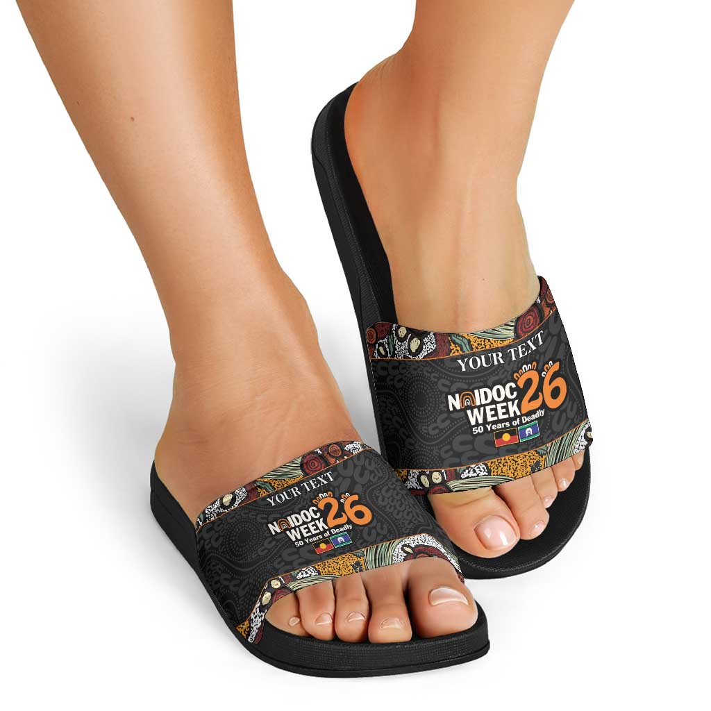 Personalised NAIDOC Deadly 50 Years Slide Sandals Minimalist Aboriginal Art