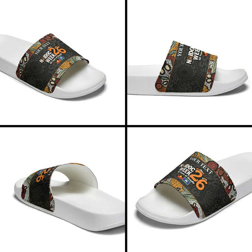 Personalised NAIDOC Deadly 50 Years Slide Sandals Minimalist Aboriginal Art