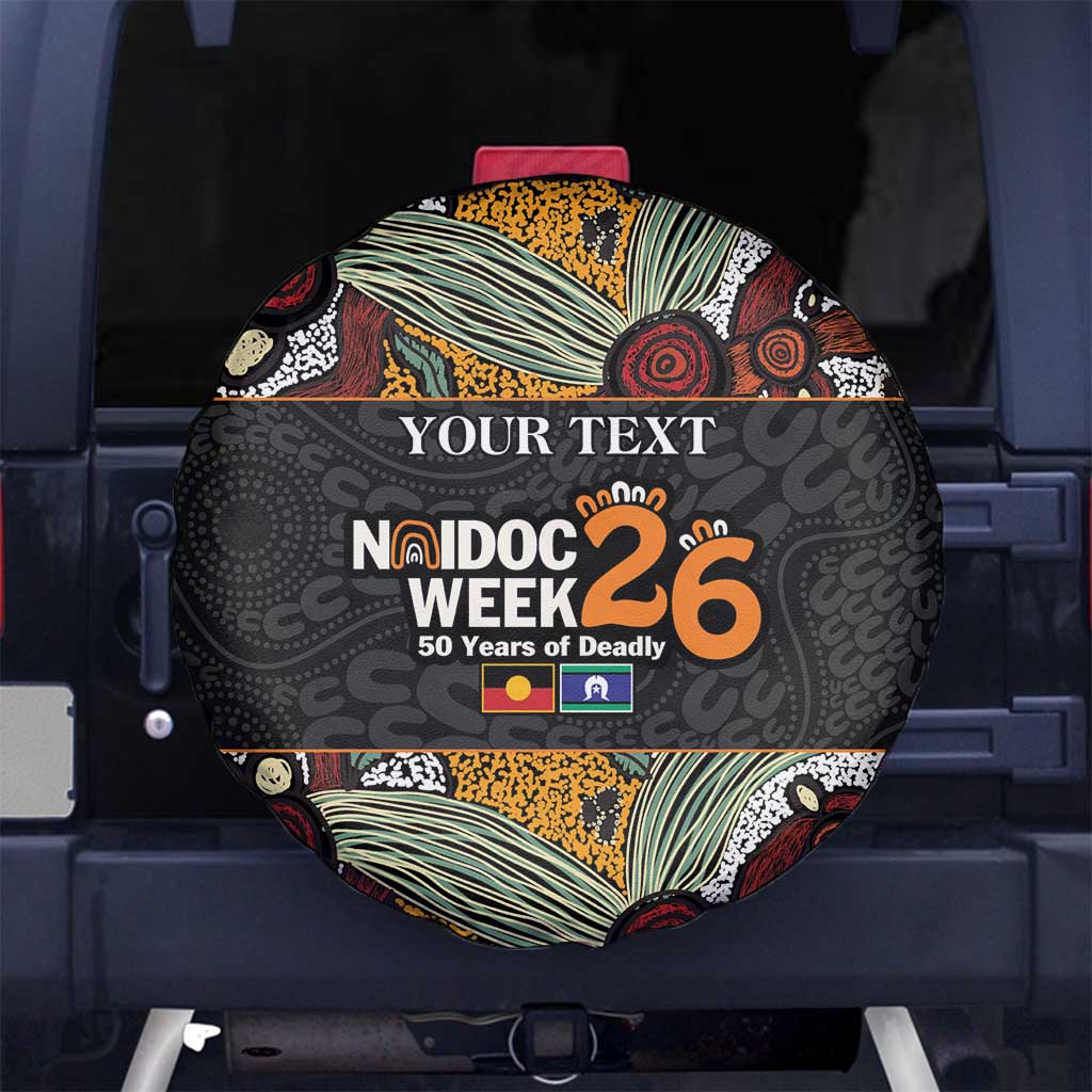 Personalised NAIDOC Deadly 50 Years Spare Tire Cover Minimalist Aboriginal Art