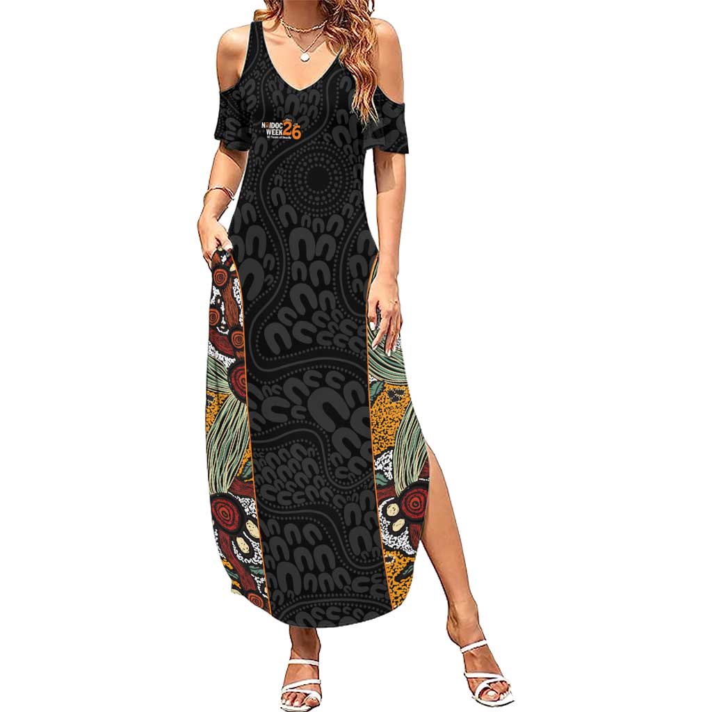 Personalised NAIDOC Deadly 50 Years Summer Maxi Dress Minimalist Aboriginal Art