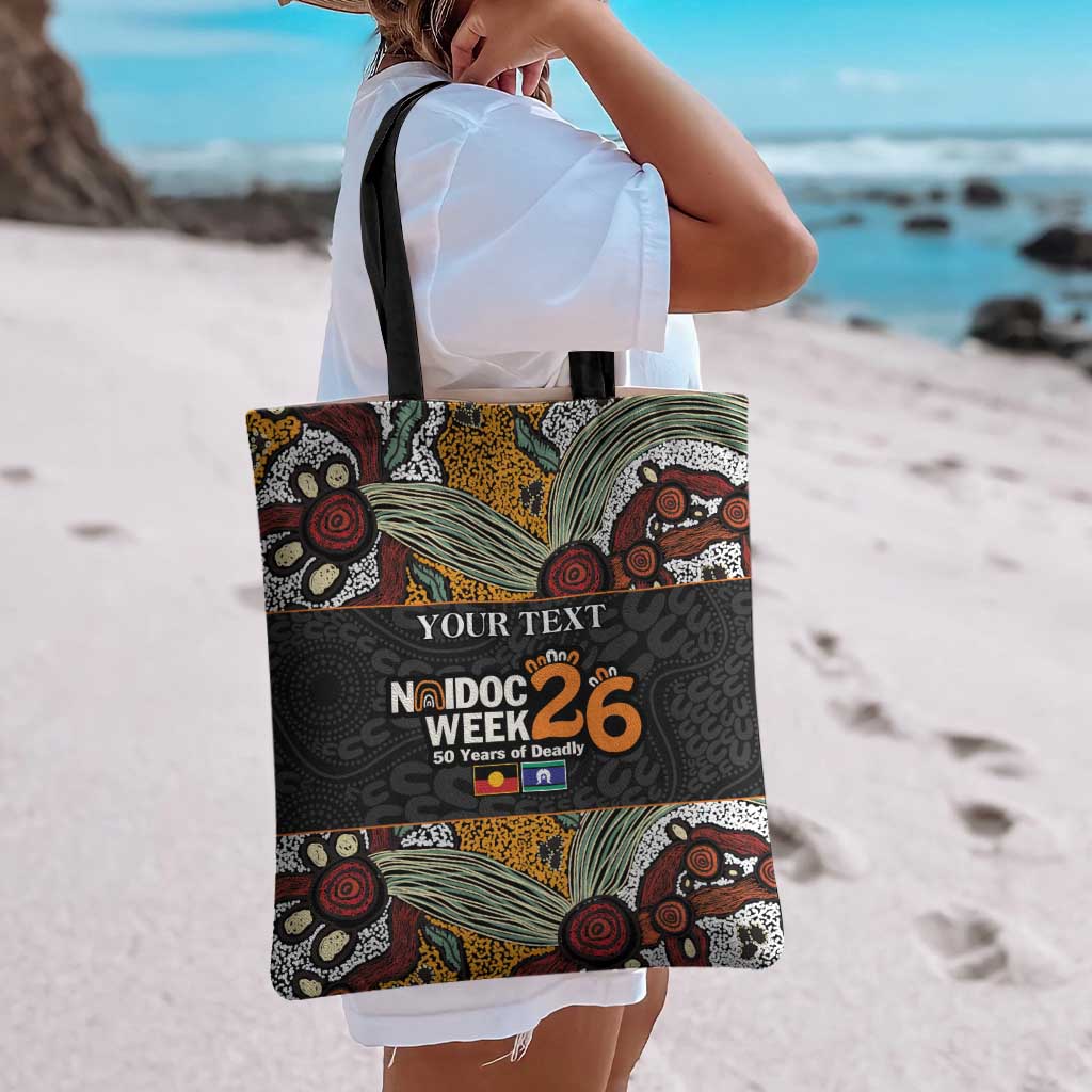 Personalised NAIDOC Deadly 50 Years Tote Bag Minimalist Aboriginal Art