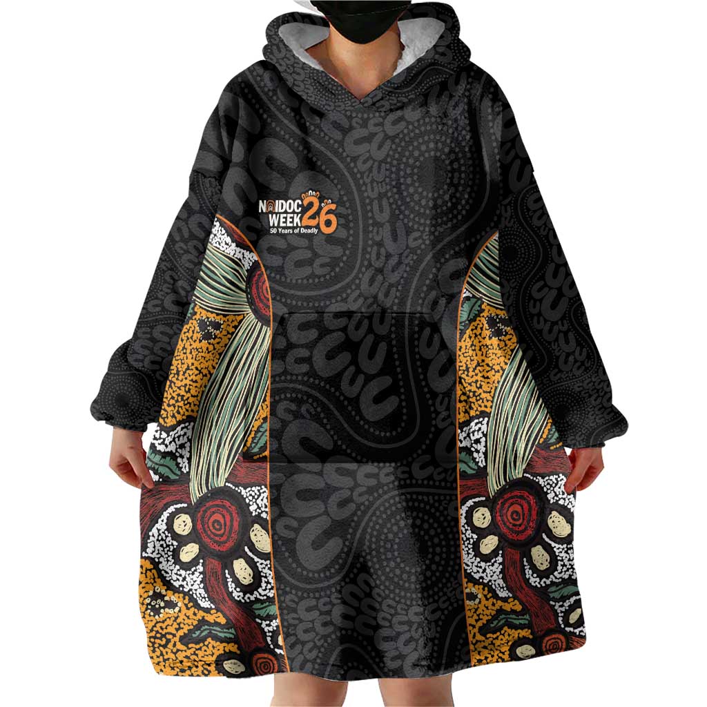 Personalised NAIDOC Deadly 50 Years Wearable Blanket Hoodie Minimalist Aboriginal Art
